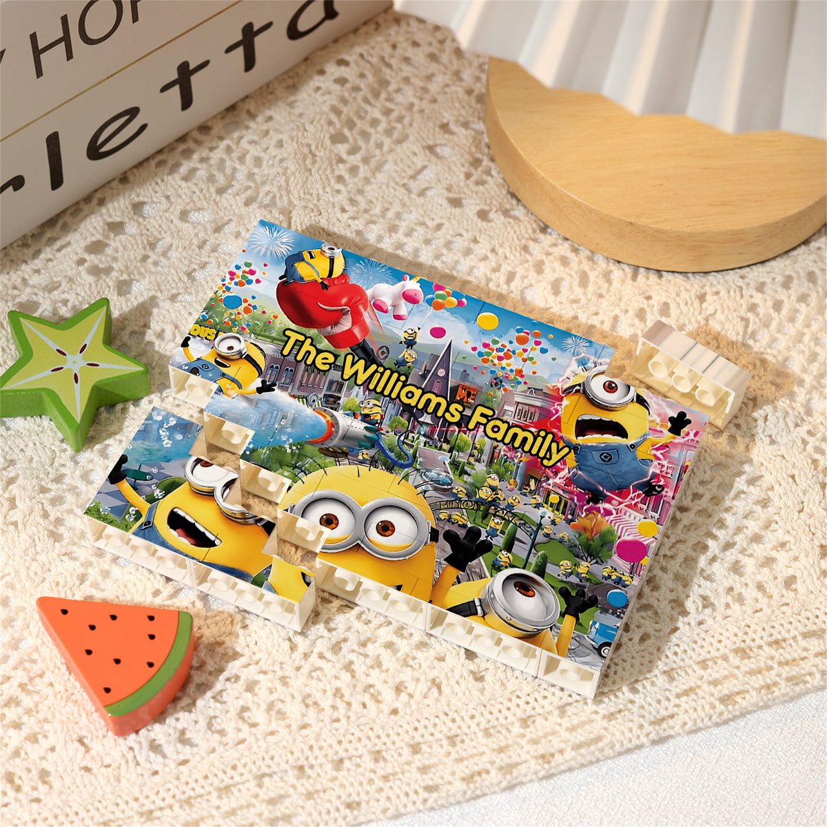 Having Fun - Personalized Horizontal Rectangle Building Brick Blocks Printed On Both Sides