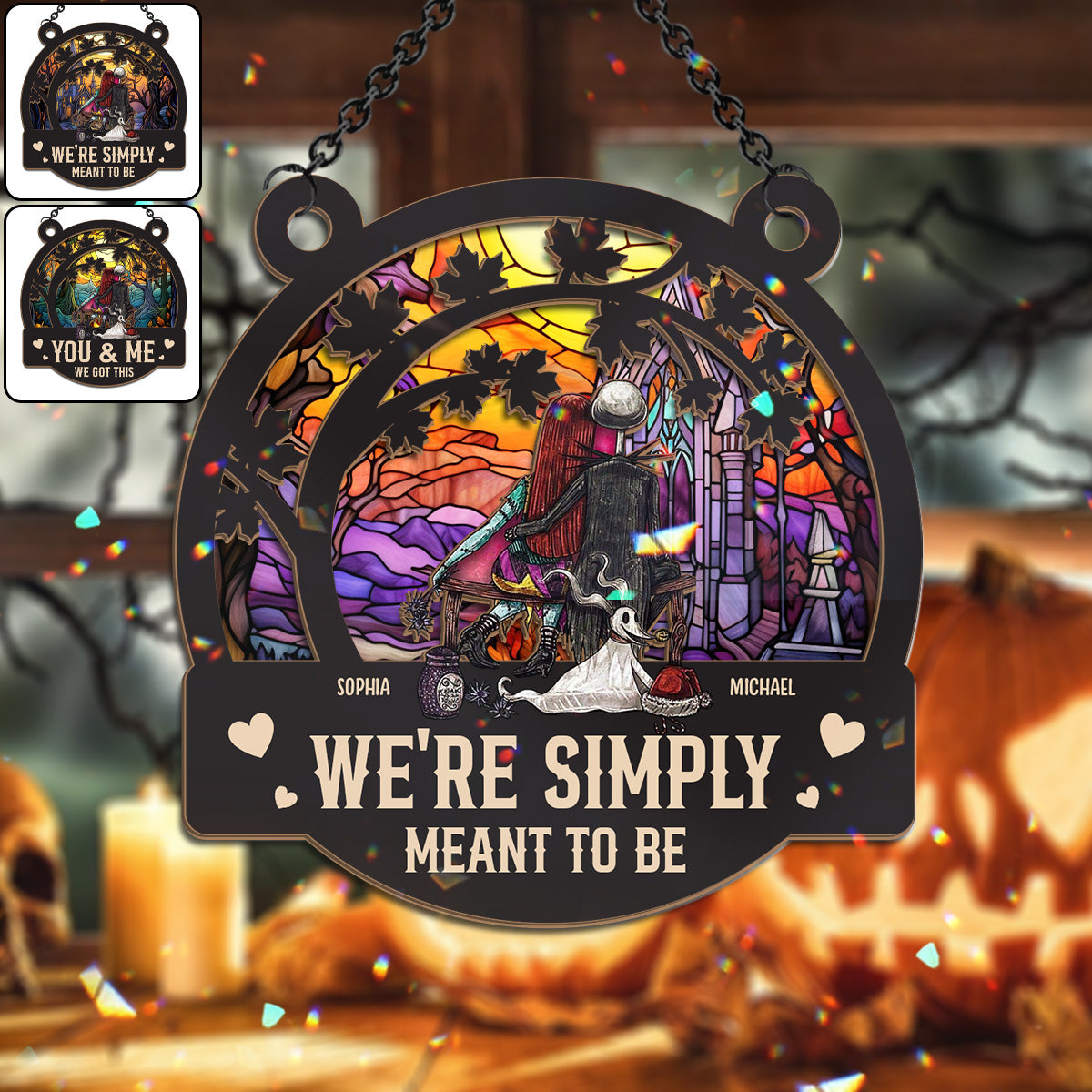 We're Simply Meant To Be - Personalized Nightmare 2 Layered Window Hanging Suncatcher
