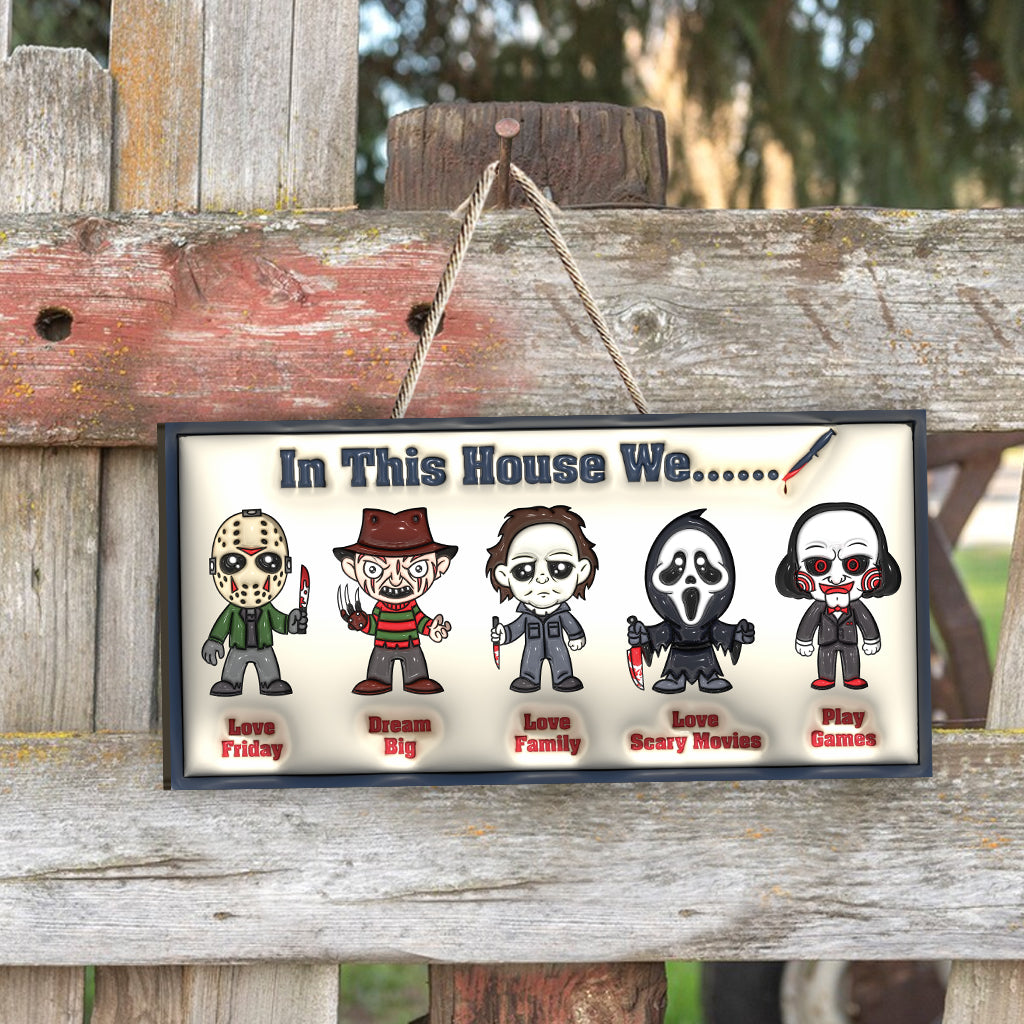 In This House - Personalized Custom Shaped Wood Sign