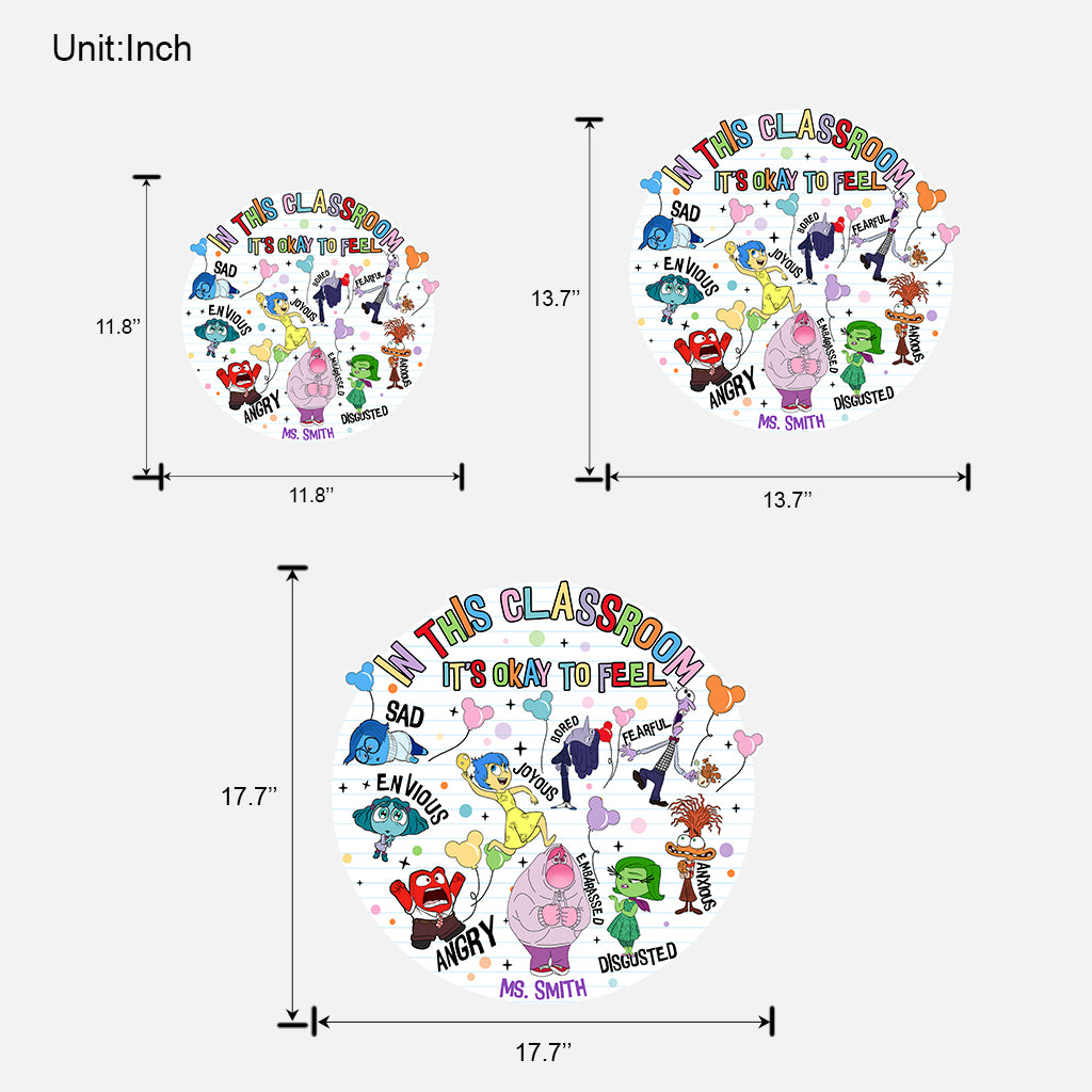 In This Classroom, It's Okay To Feel - Personalized Custom Shaped Wood Sign