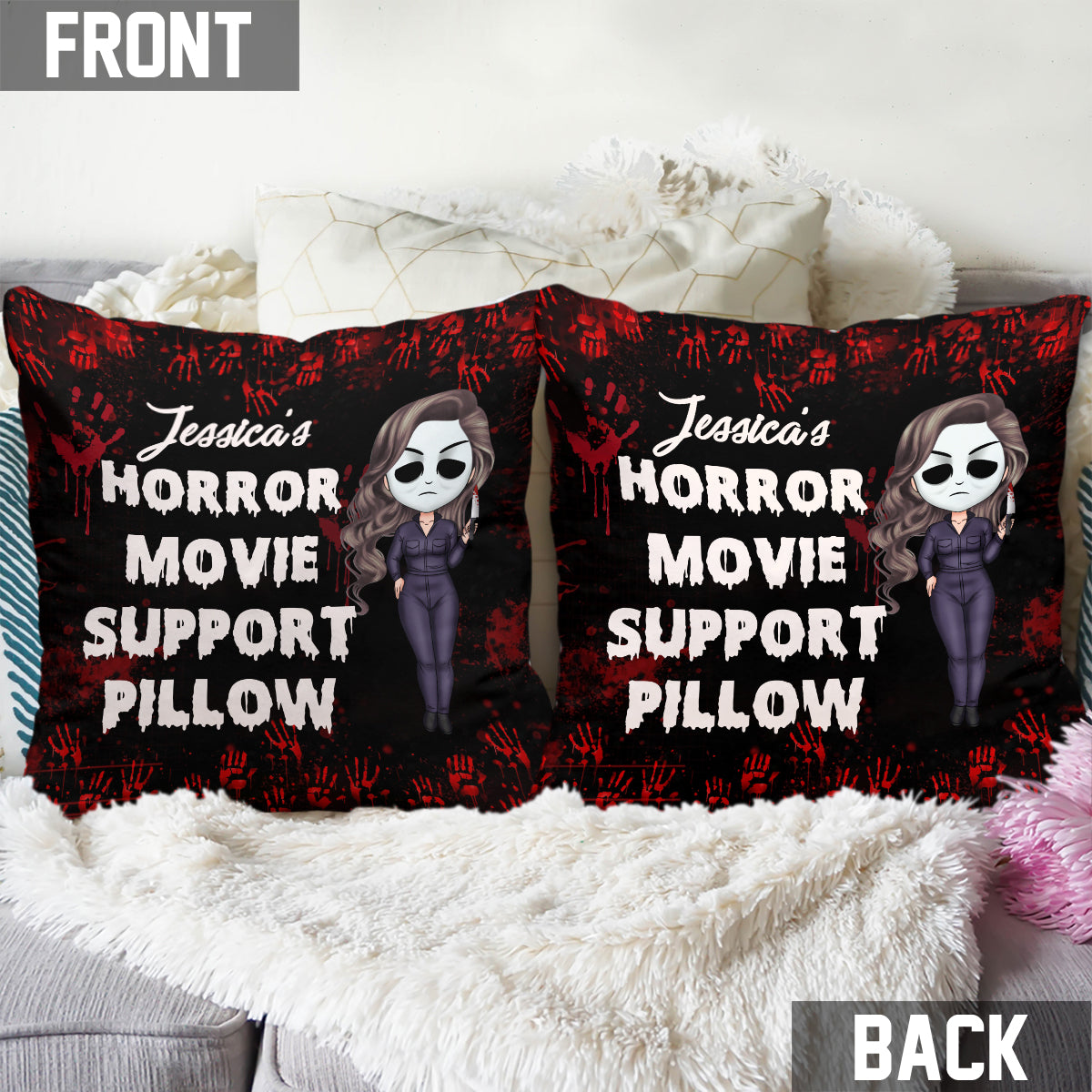Horror Movie Support Pillow - Personalized Throw Pillow