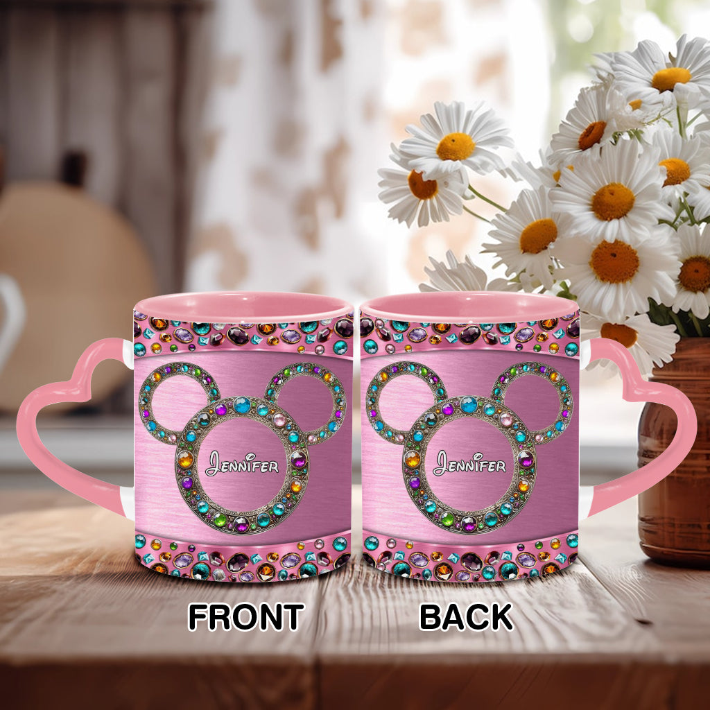 Magic Pink - Personalized Mouse Heart Handle Mug
