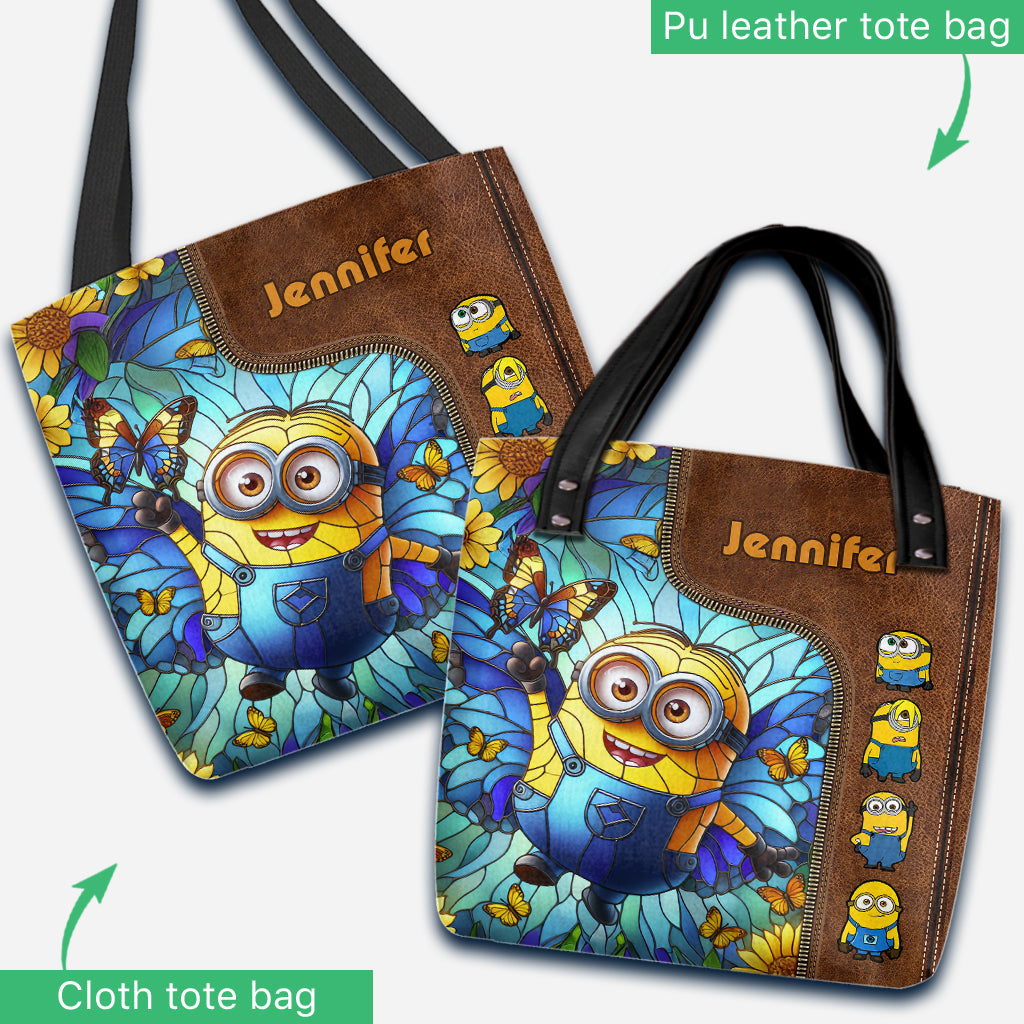 Beautiful Stained Glass Butterflies Yellow Monster - Personalized Tote Bag