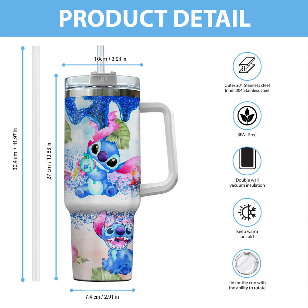 Ohana Tropical Vibe - Personalized Ohana Tumbler With Handle