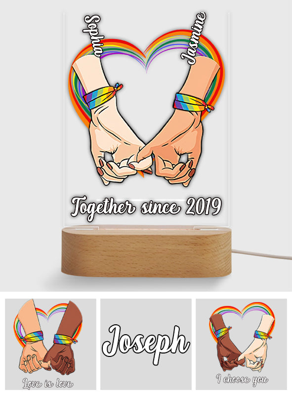 Love Is Love - Personalized LGBT Support Shaped Plaque Light Base