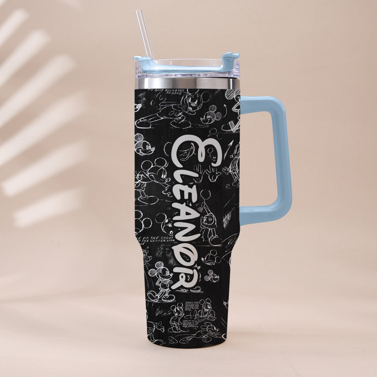 Black And White Mouse - Personalized Mouse Tumbler With Handle