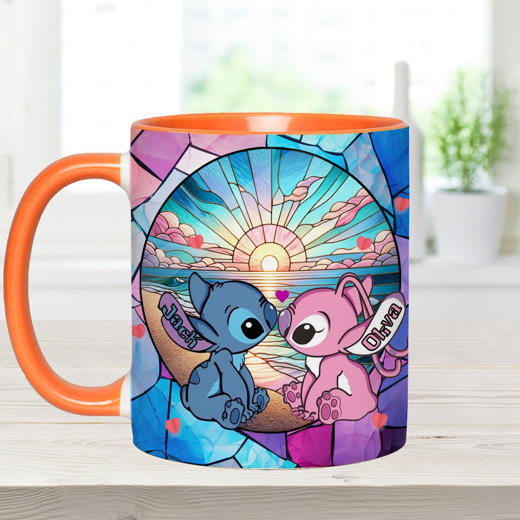 Sunrise On The Beach Build The Life We Love - Personalized Ohana Accent Mug