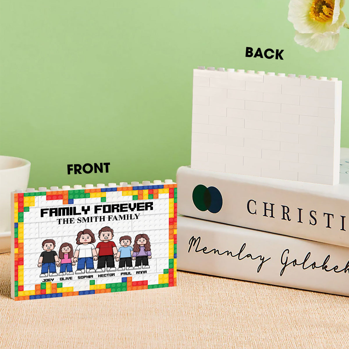 Family Forever - Personalized Family One-sided Horizontal Rectangle Building Brick Blocks
