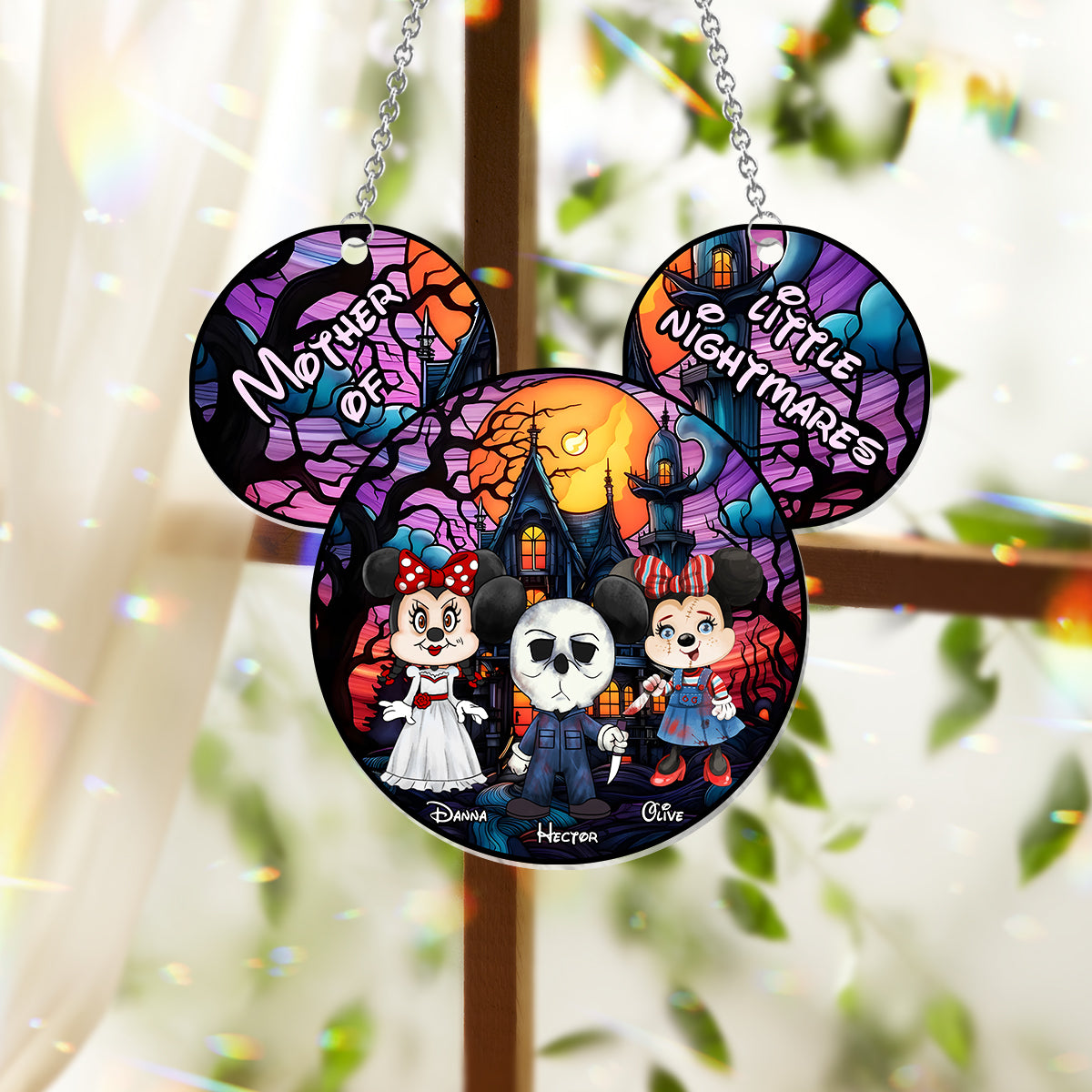 Grandma Of Little Nightmares - Personalized Grandma Window Hanging Suncatcher Ornament