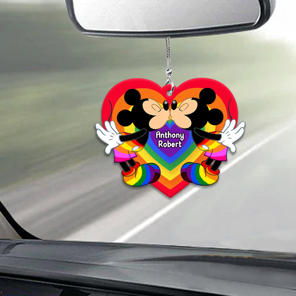 Love Is Love Mouse Couple - Personalized LGBT Support Car Ornament