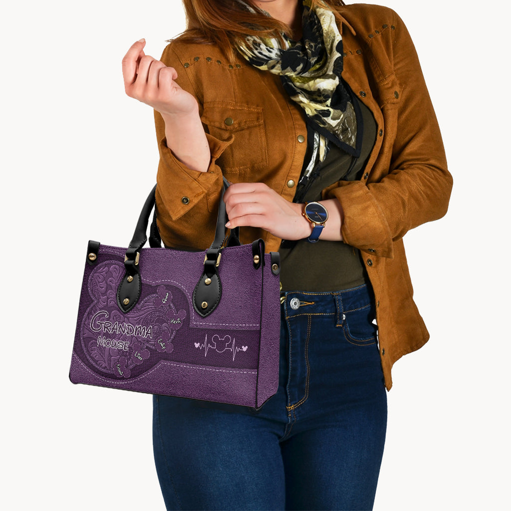 Grandma's Heart Mouse Ears - Personalized Mouse Leather Handbag