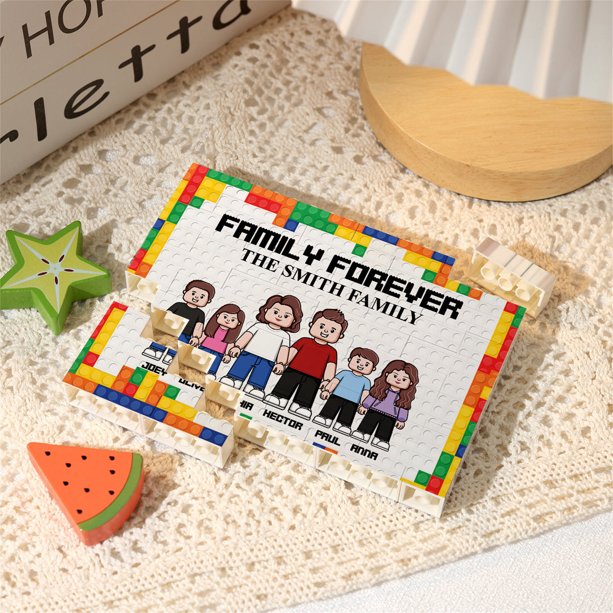 Family Forever - Personalized Family One-sided Horizontal Rectangle Building Brick Blocks