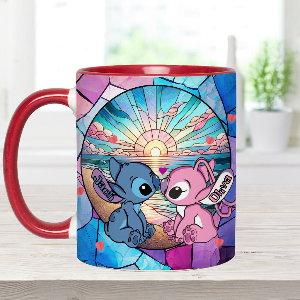 Sunrise On The Beach Build The Life We Love - Personalized Ohana Accent Mug