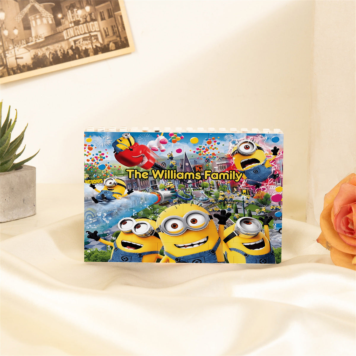 Having Fun - Personalized Horizontal Rectangle Building Brick Blocks Printed On Both Sides