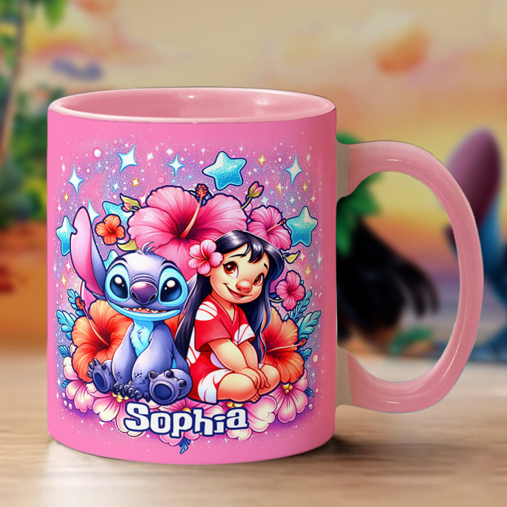 Ohana Cute Bubble Flowers - Personalized Ohana Accent Mug