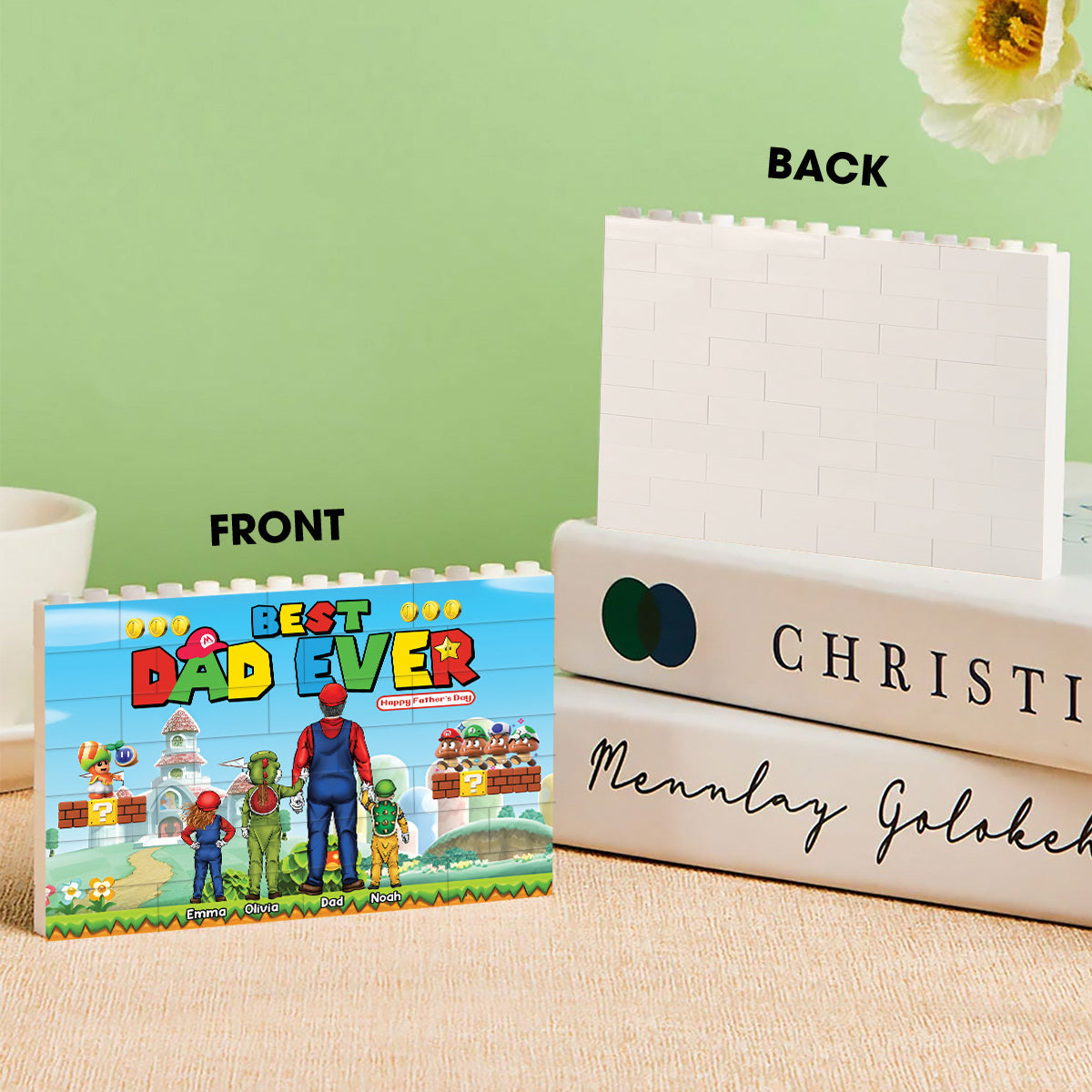 Best Super Dad Ever - Personalized Super Plumber One-sided Horizontal Rectangle Building Brick Blocks