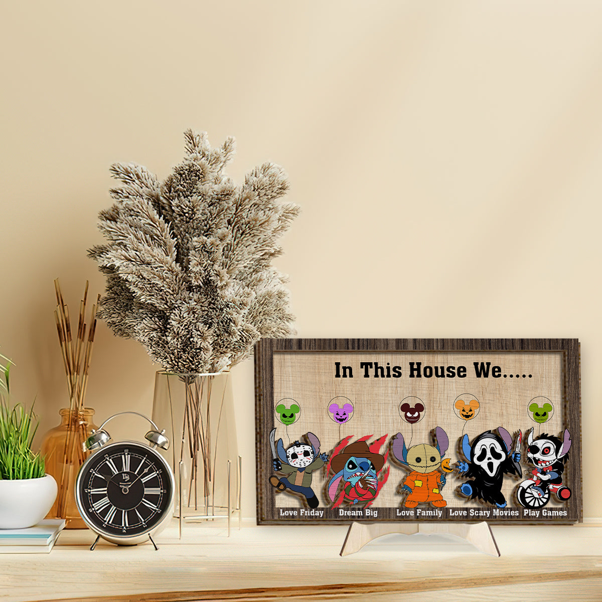 hlw A01 In This House - Personalized Ohana 2 Layered Wood Sign / Wood Plaque