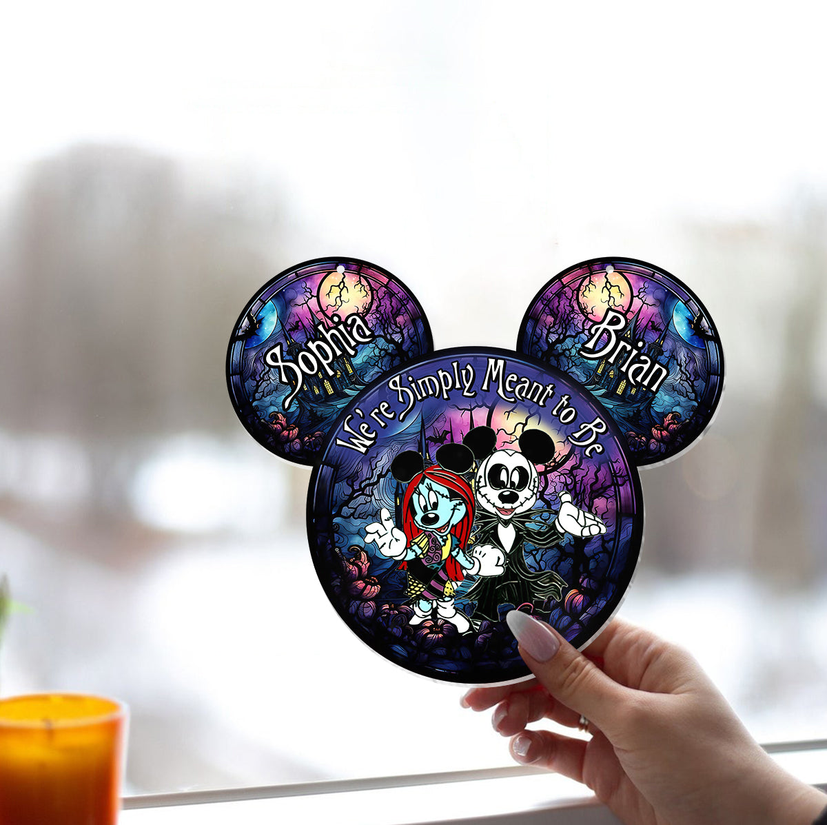 We're Simply Meant To Be - Personalized Mouse Window Hanging Suncatcher Ornament