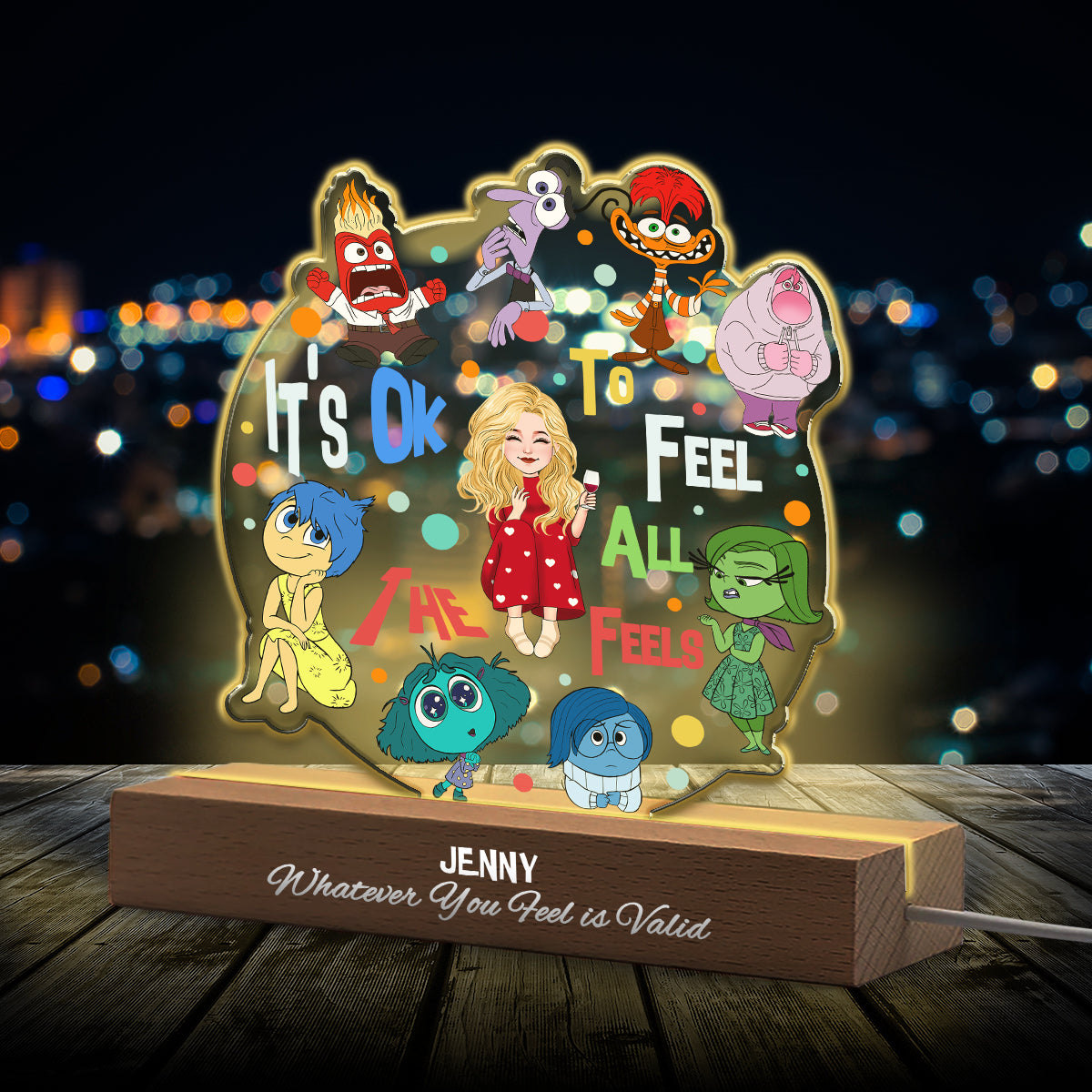 It's Ok To Feel All The Feels - Personalized Shaped Led Night Light
