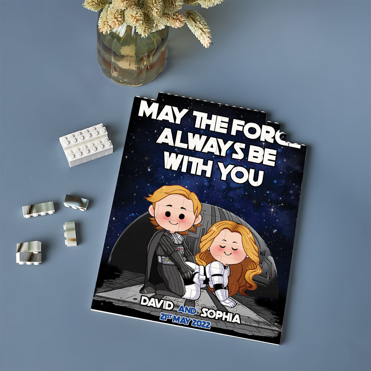 May The Force Always Be With You - Personalized The Force One-sided Vertical Rectangle Building Brick Blocks
