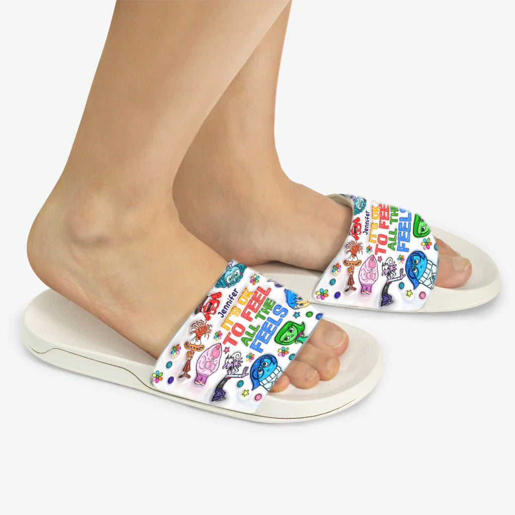 It's Ok To Feel All The Feels - Personalized Slide Sandals