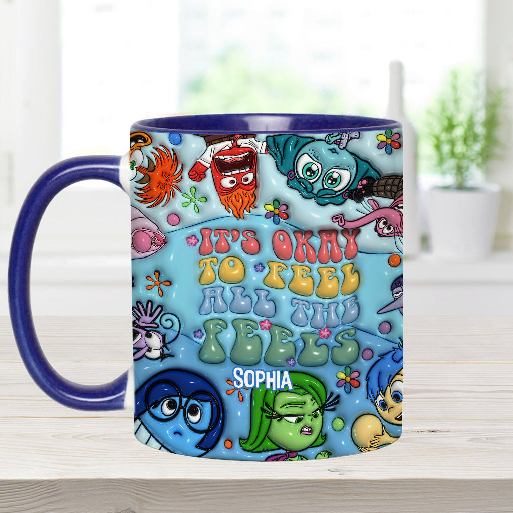 It's Okay To Feel All The Feels - Personalized Accent Mug