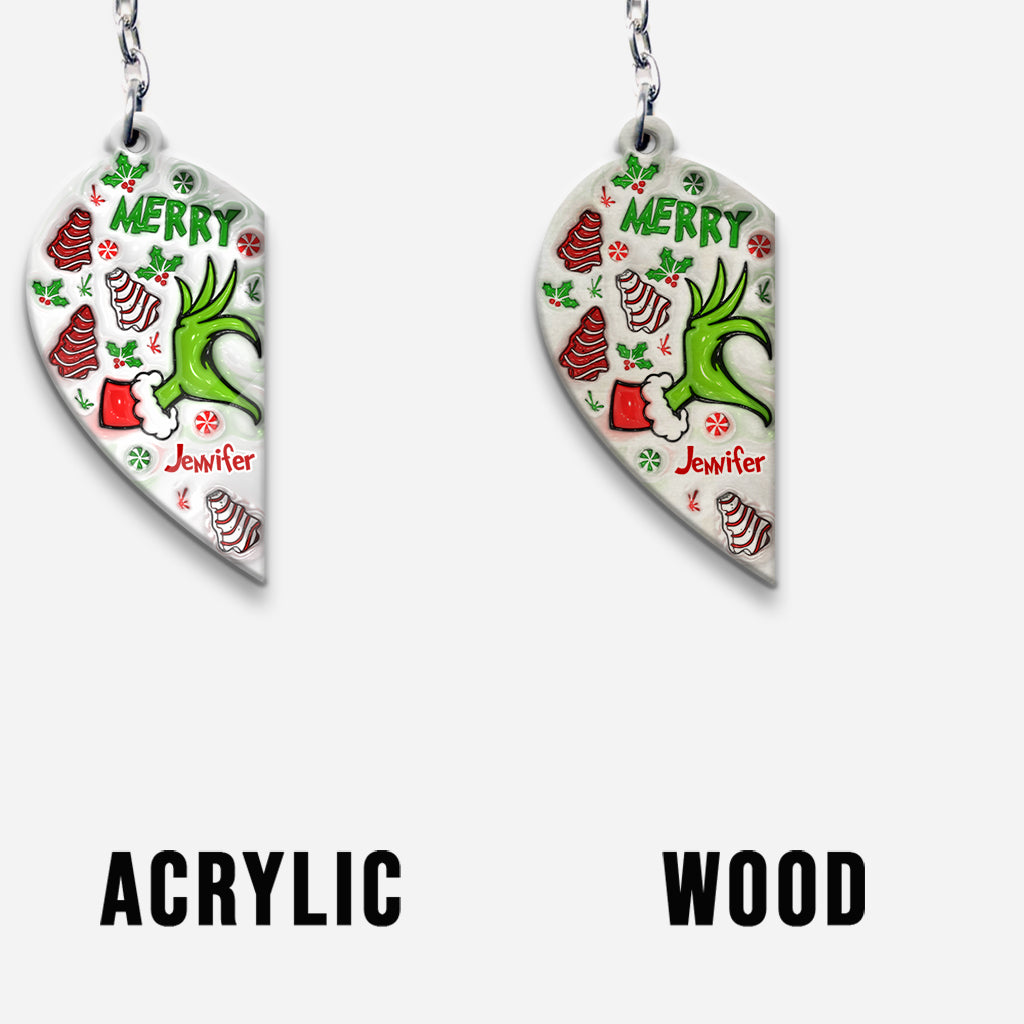 Merry Christmas - Personalized Couple Matching Keychain