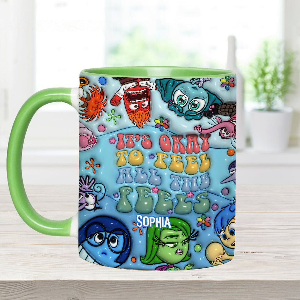 It's Okay To Feel All The Feels - Personalized Accent Mug