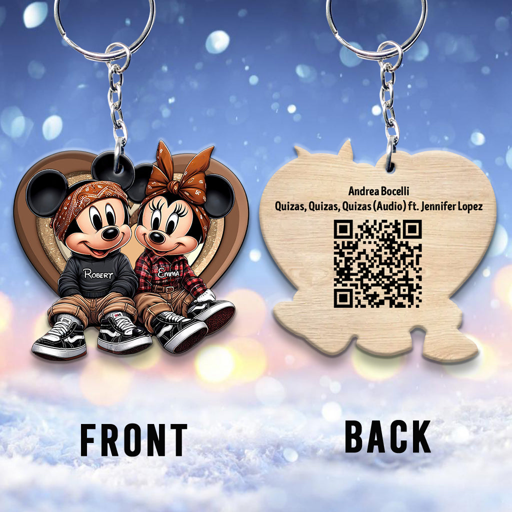 Chicano Couple Song QR Code - Personalized Mouse Keychain
