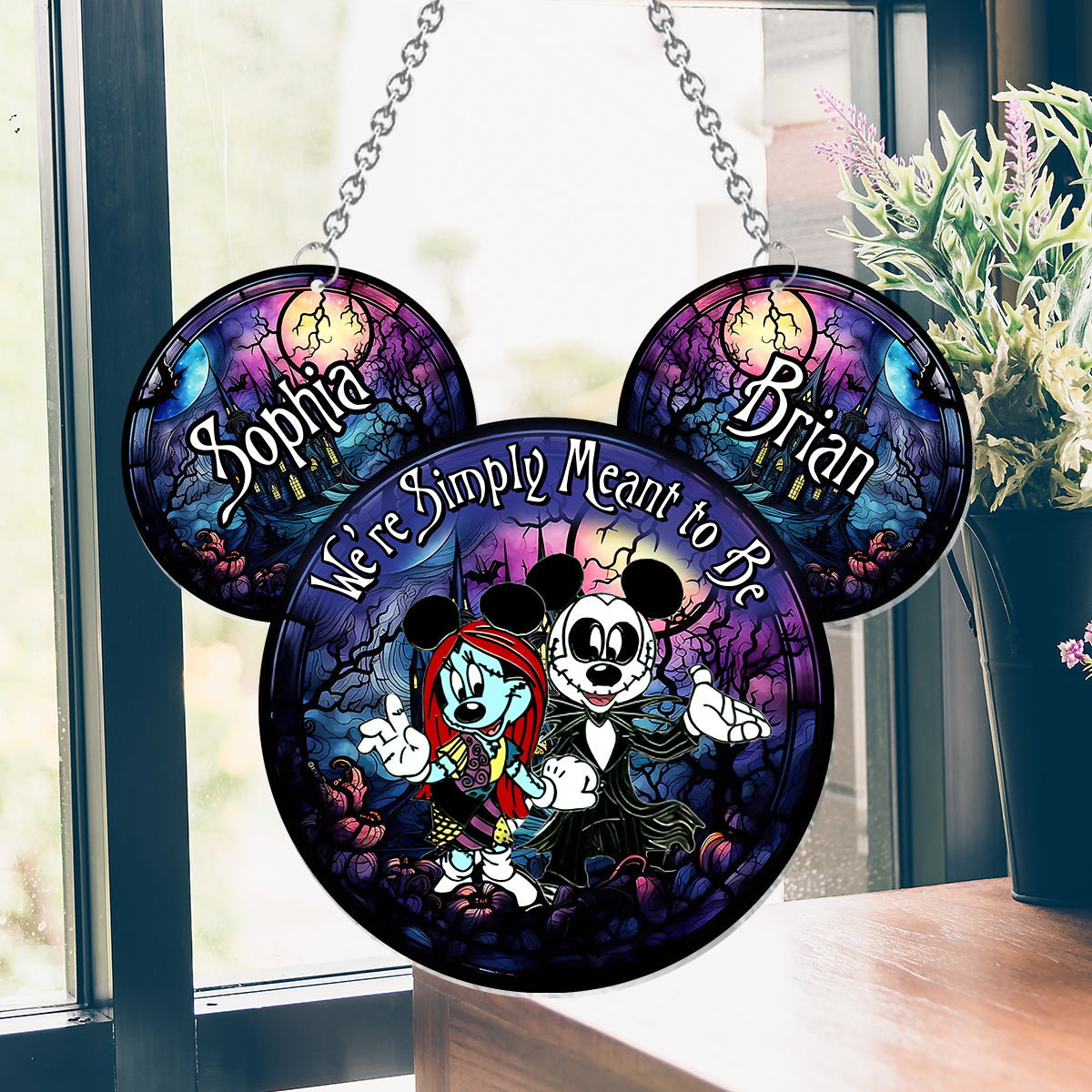 We're Simply Meant To Be - Personalized Mouse Window Hanging Suncatcher Ornament