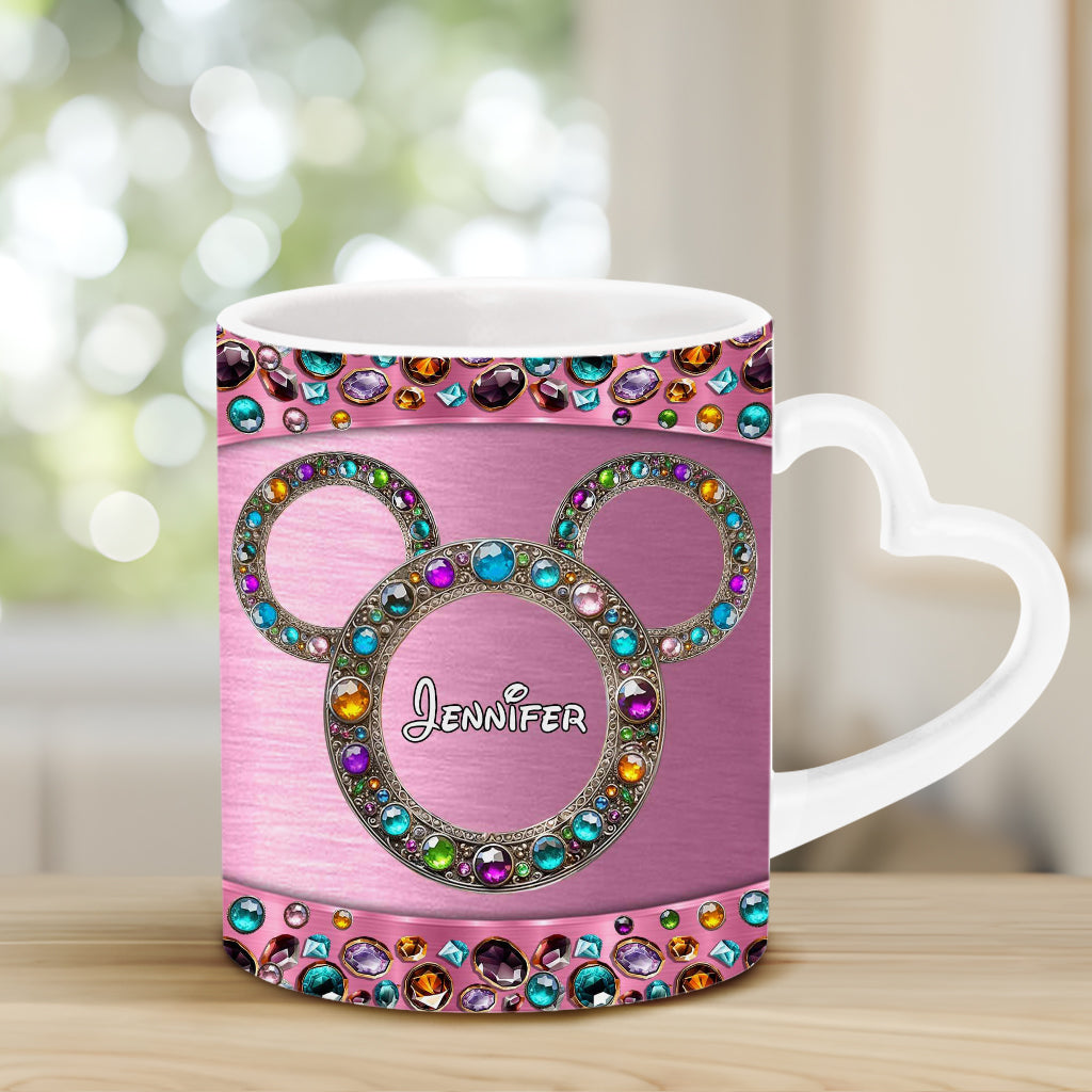 Magic Pink - Personalized Mouse Heart Handle Mug