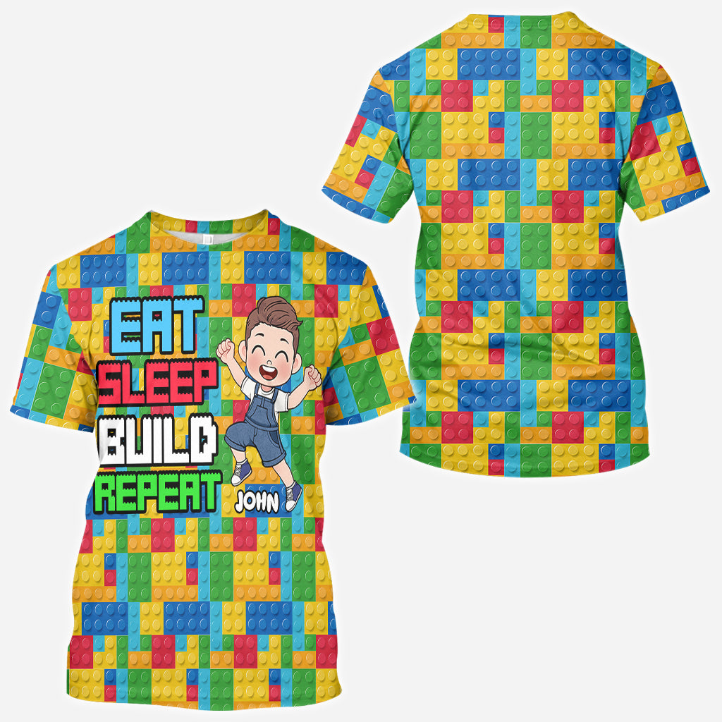 Eat Sleep Build Repeat - Personalized All Over Shirt