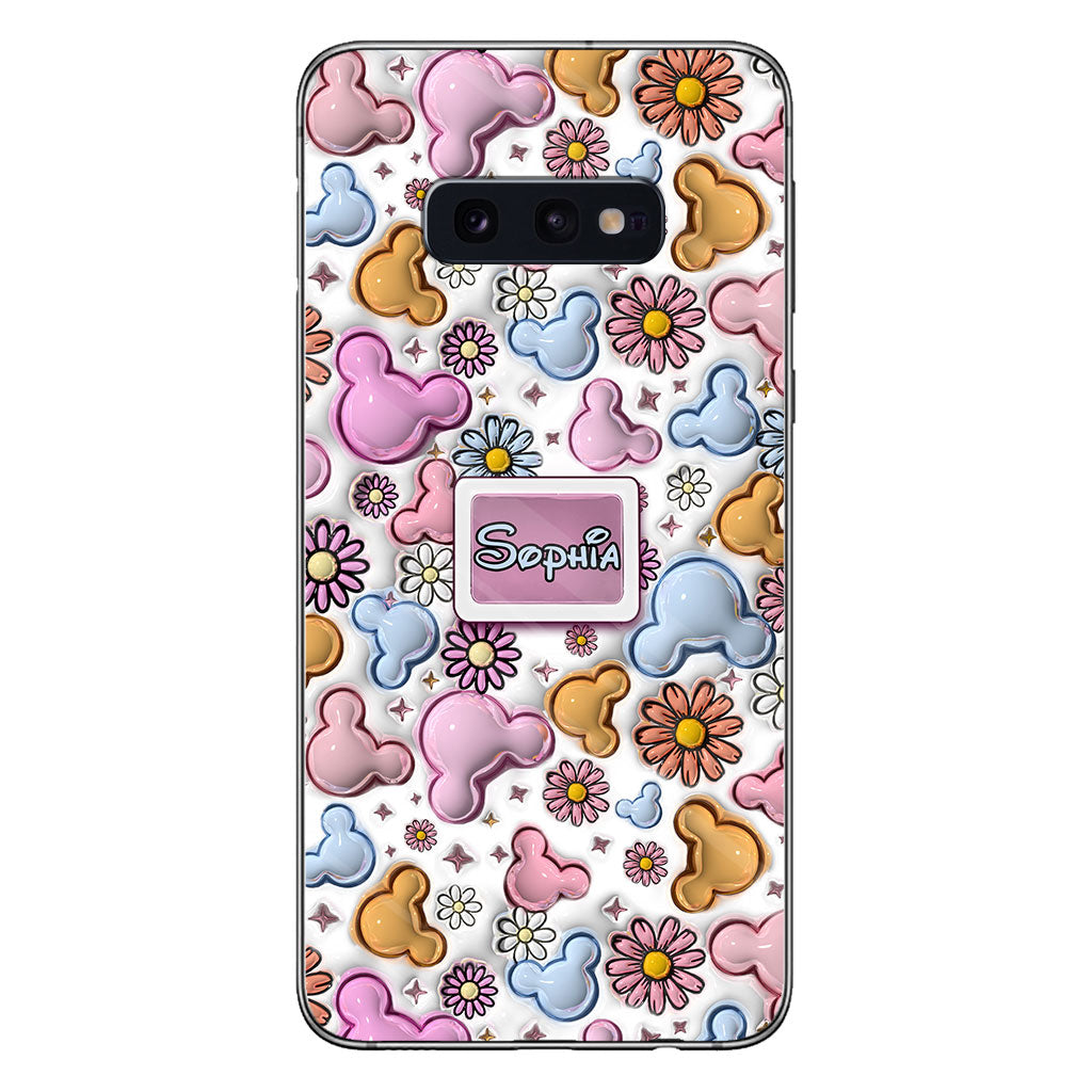 Cute Mouse Ears Floral Style - Personalized Mouse Clear Phone Case
