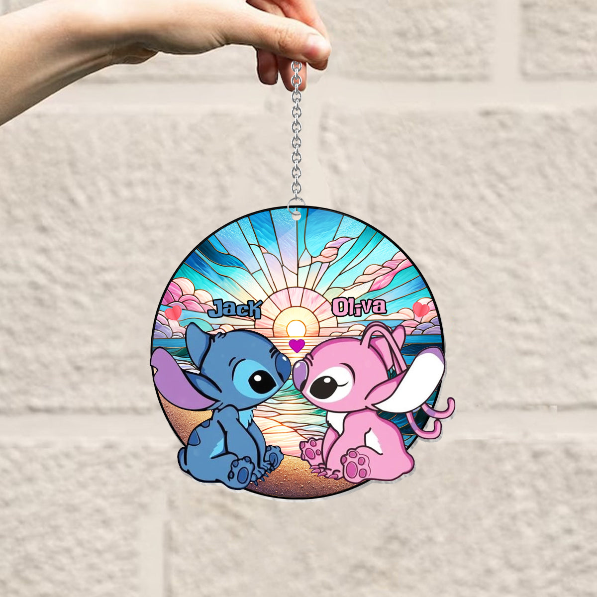 Sunrise On The Beach Build The Life We Love - Personalized Ohana Window Hanging Suncatcher Ornament