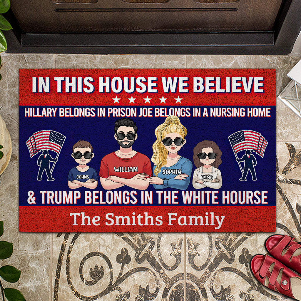 In This House We Believe - Personalized Doormat