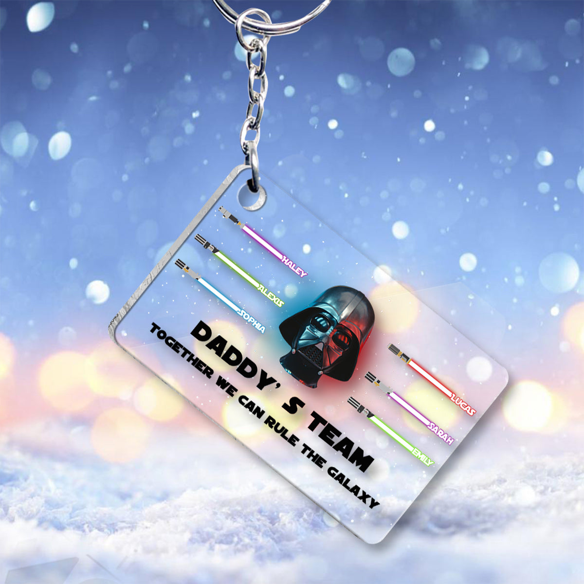 Daddy's Team Together We Can Rule The Galaxy - Personalized The Force Transparent Keychain