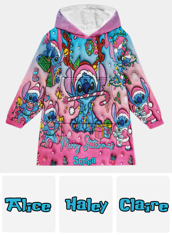 Merry Stitchmas - Personalized Ohana Blanket Hoodie