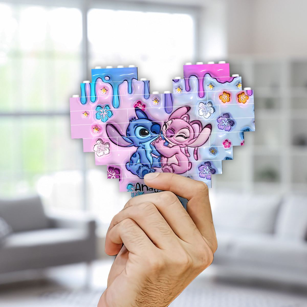 I'm Yours - Personalized Ohana Heart Building Brick Blocks Printed On Both Sides