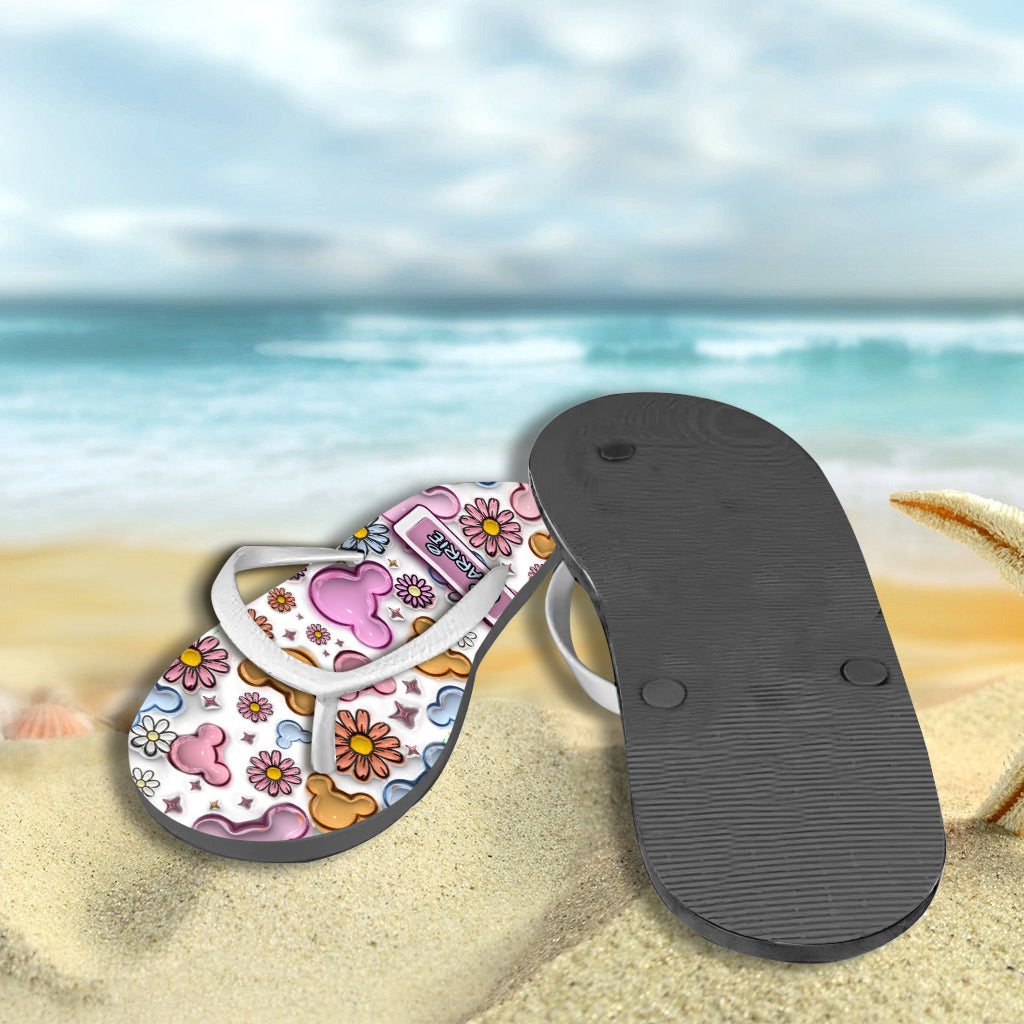 Floral Style - Personalized Mouse Flip Flops