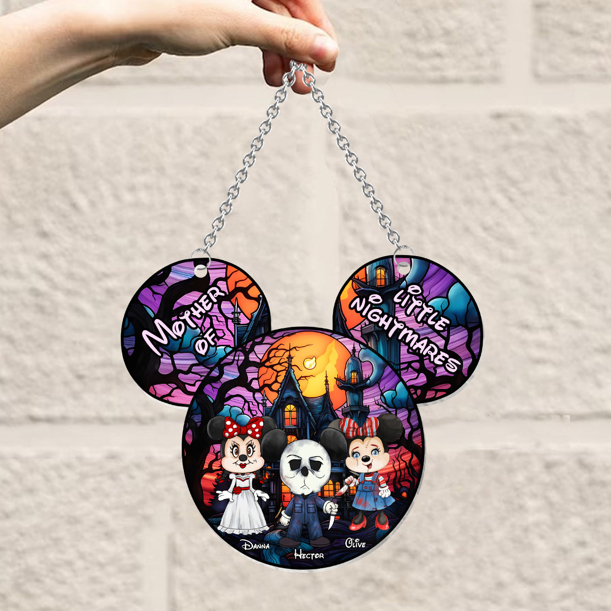 Grandma Of Little Nightmares - Personalized Grandma Window Hanging Suncatcher Ornament