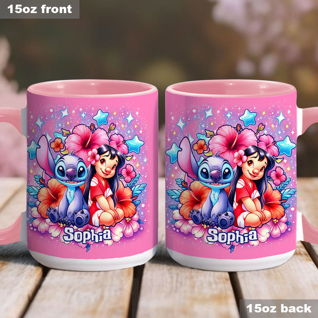 Ohana Cute Bubble Flowers - Personalized Ohana Accent Mug