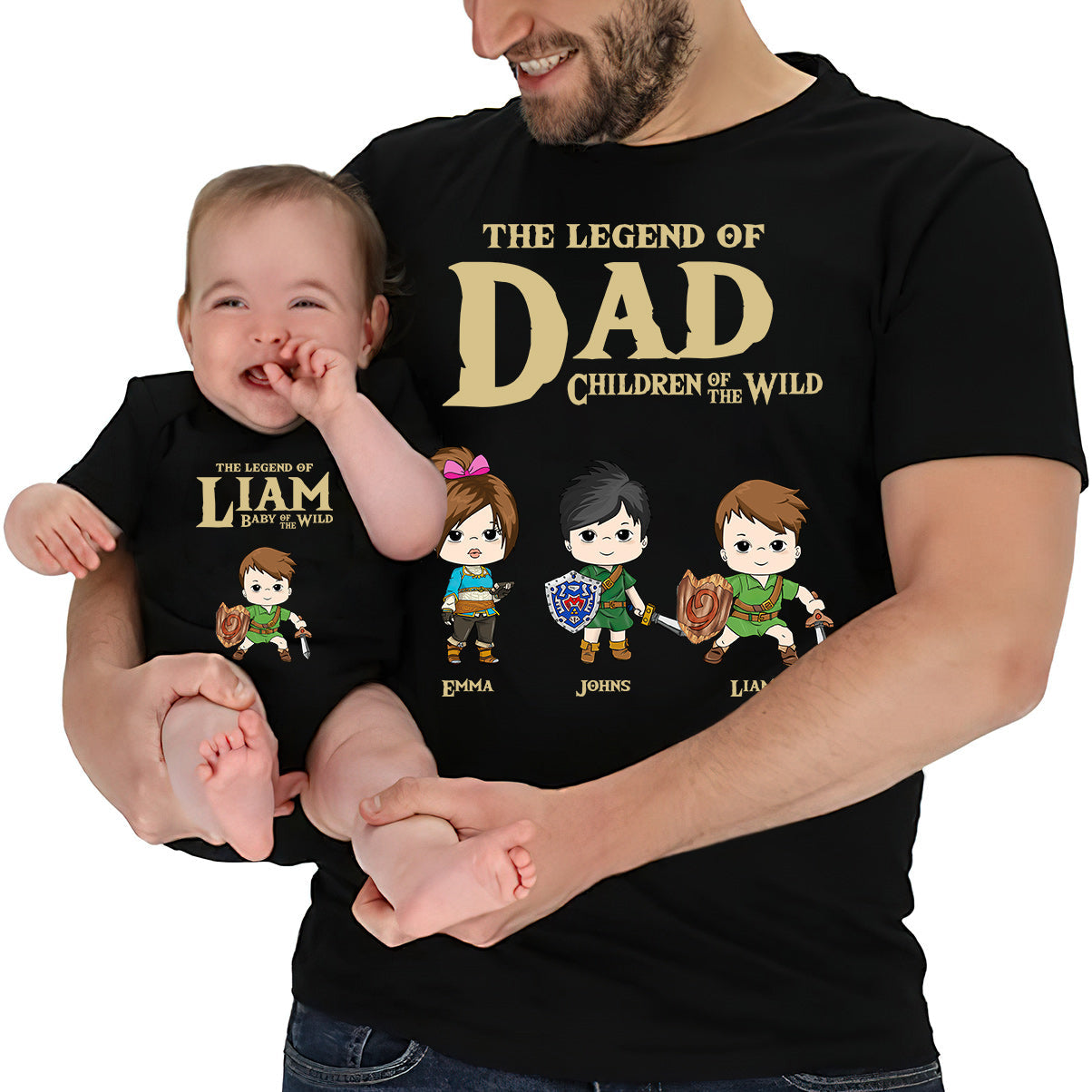 Dad The Legend Of Dad Any Title - Personalized The Adventurer T-shirt And Baby Onesie
