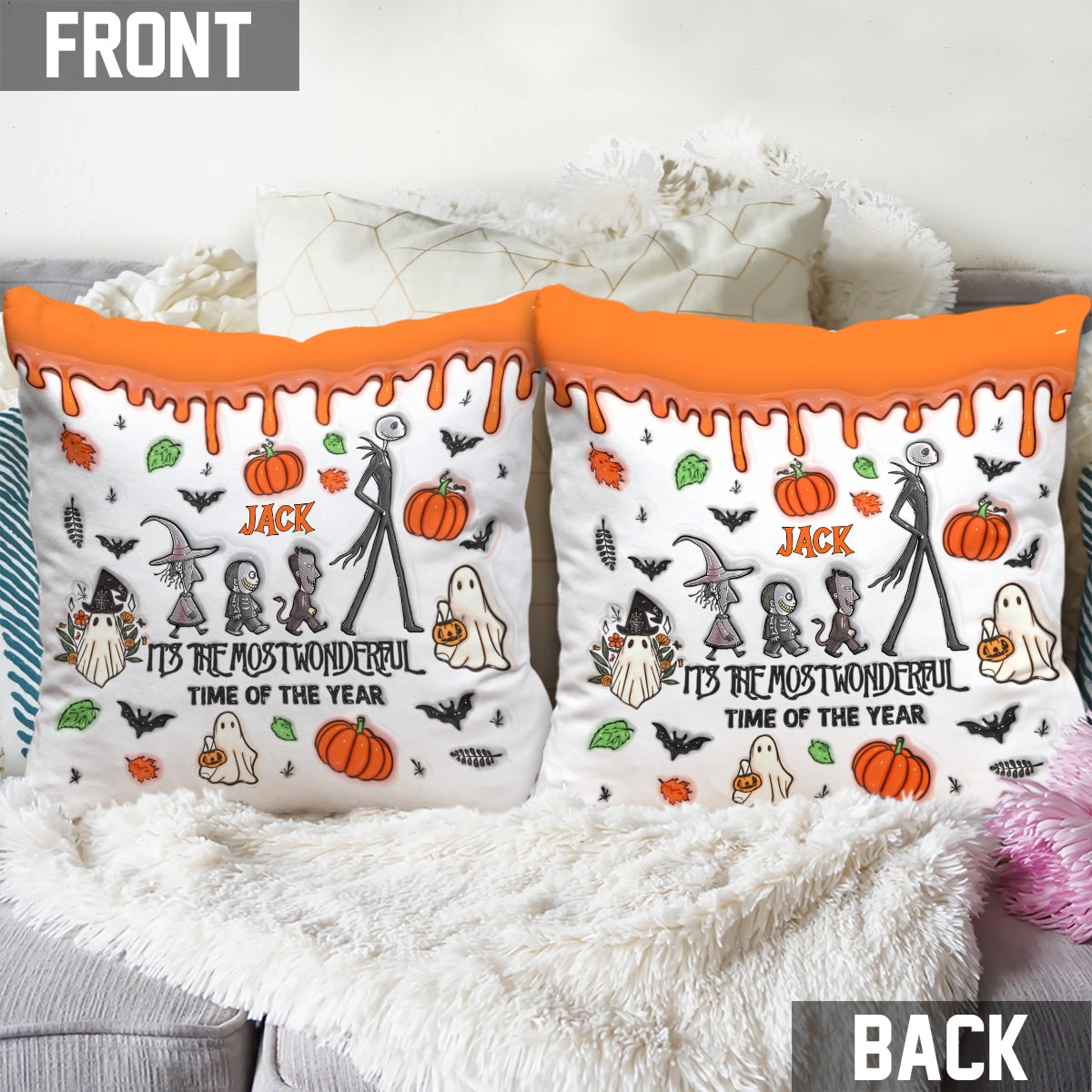 It's The Most Wonderful Time Pumpkin King - Personalized Nightmare Throw Pillow