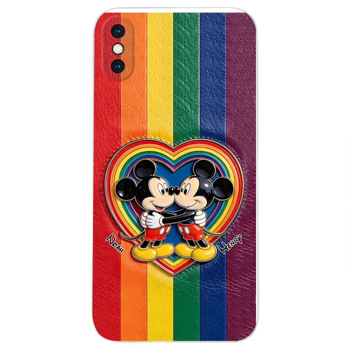 LGBT Cartoon Mouse, Pride Month - Personalized LGBT Support 3D Embossed Leather Phone Case