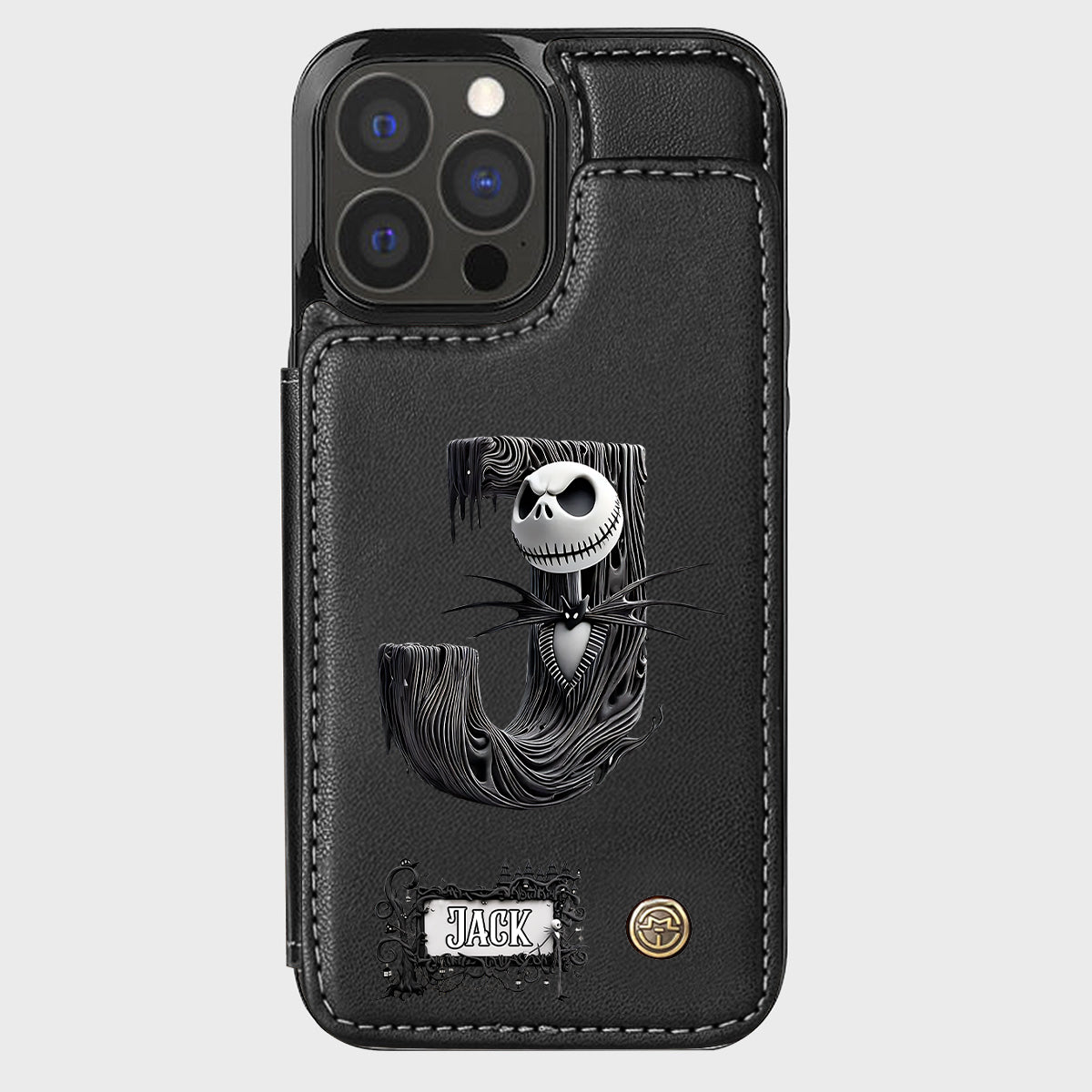 Gothic Initial Letter Gift - Personalized Nightmare Wallet Phone Case