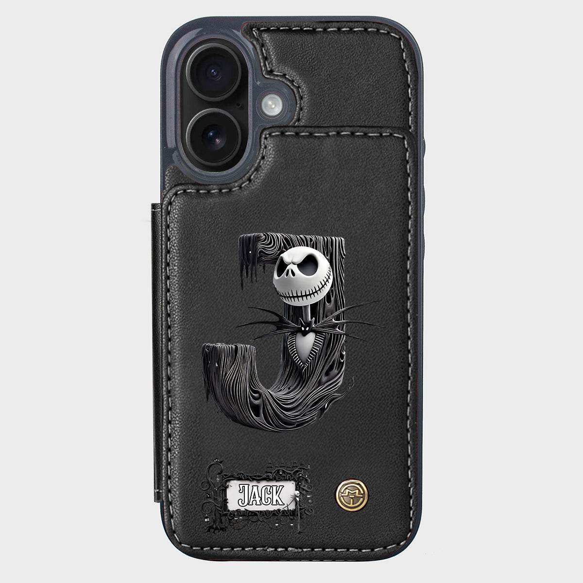 Gothic Initial Letter Gift - Personalized Nightmare Wallet Phone Case