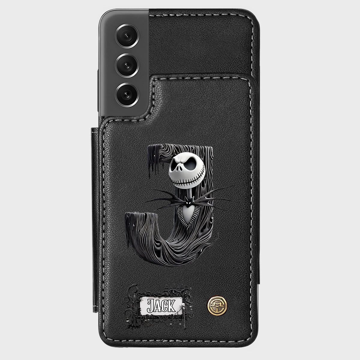 Gothic Initial Letter Gift - Personalized Nightmare Wallet Phone Case