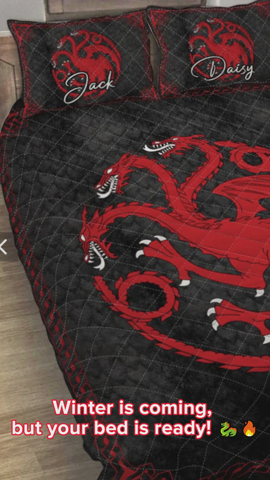 Team Black - Personalized Thrones Game Quilt Set