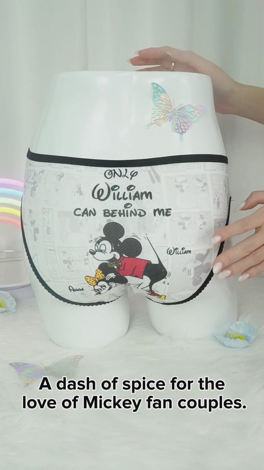 Only You Can Behind Me - Personalized Mouse Lace Border Women Briefs