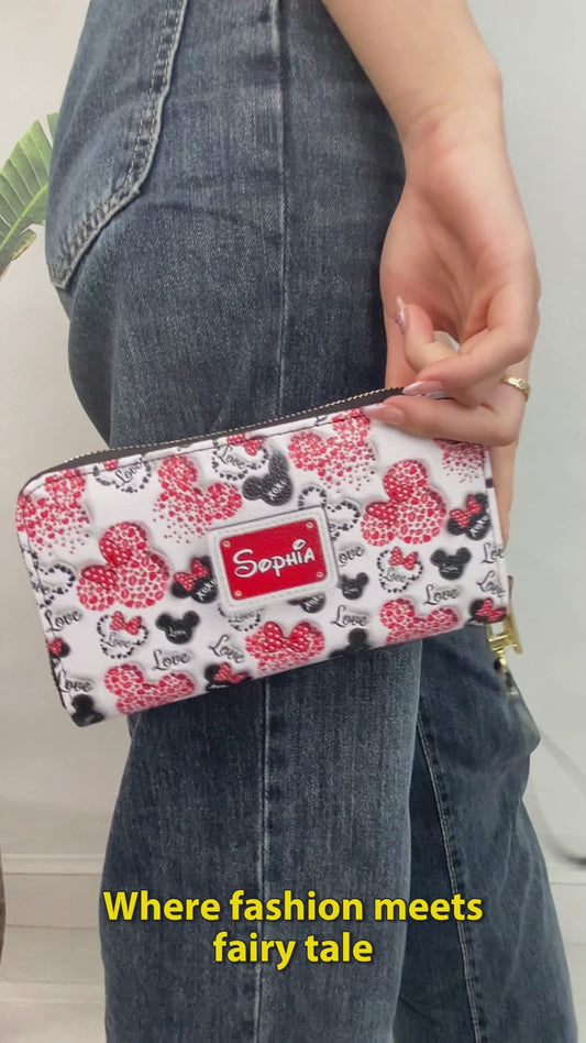 Minnie Mouse - Personalized Mouse Leather Long Wallet